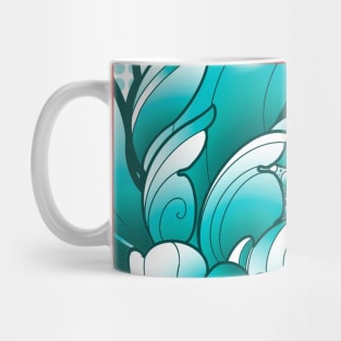 turquoise peony flower Mug